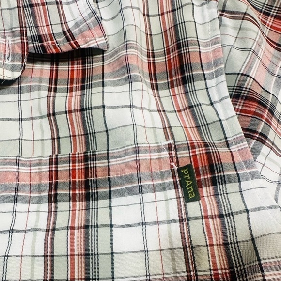 Prana Short Sleeve Button Up Plaid Cotton Shirt Men’s Med Grunge gorpcore casual - Picture 4 of 4